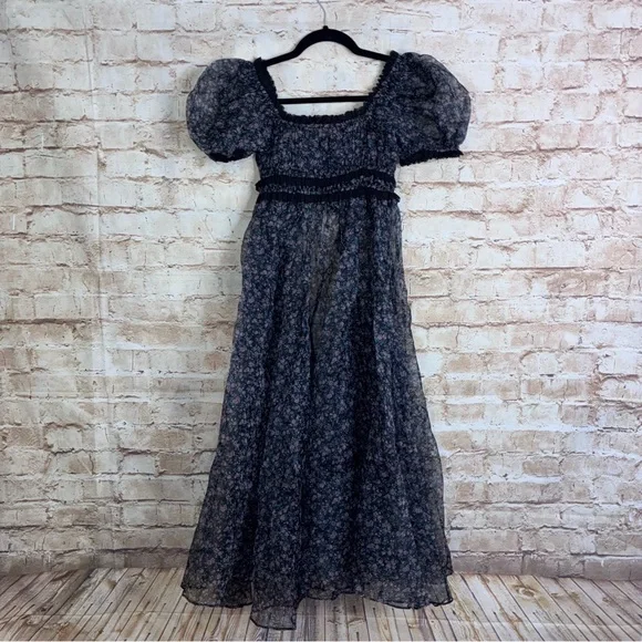 Selkie The Garden Song Boudoir Dress in Black Floral Size XS - Picture 4 of 7